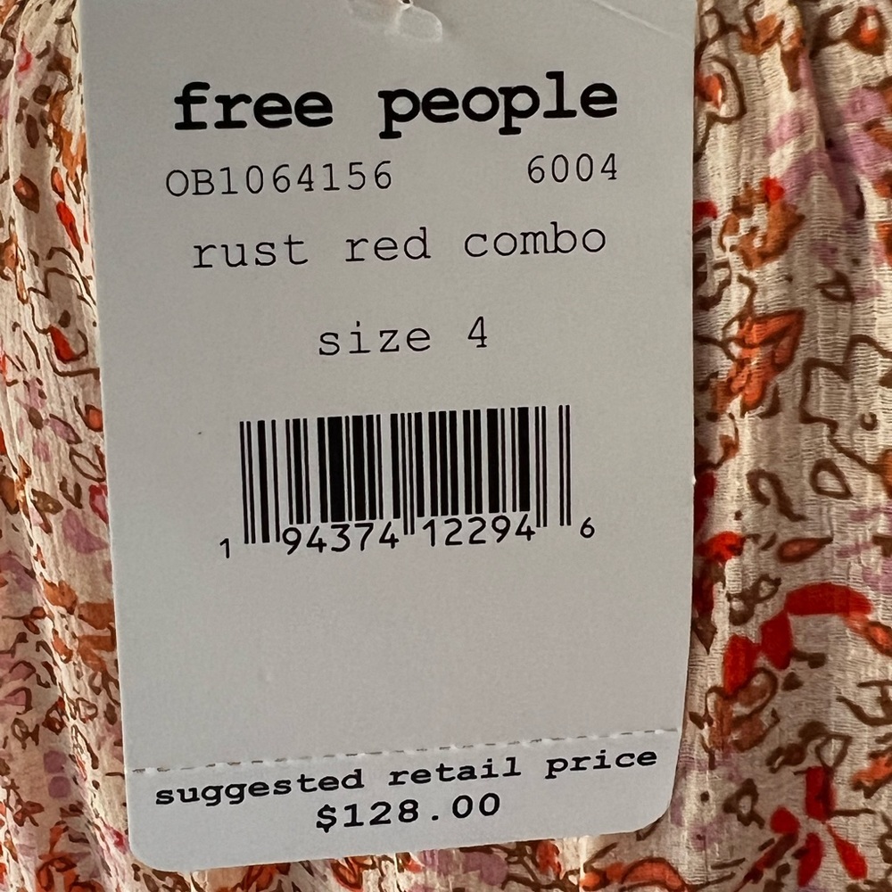 Free people skirt, size 4, rust, red combo BNWT - Picture 4 of 4